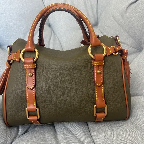Dooney & Bourke Olive and Tan Leather Satchel - Picture 2 of 4